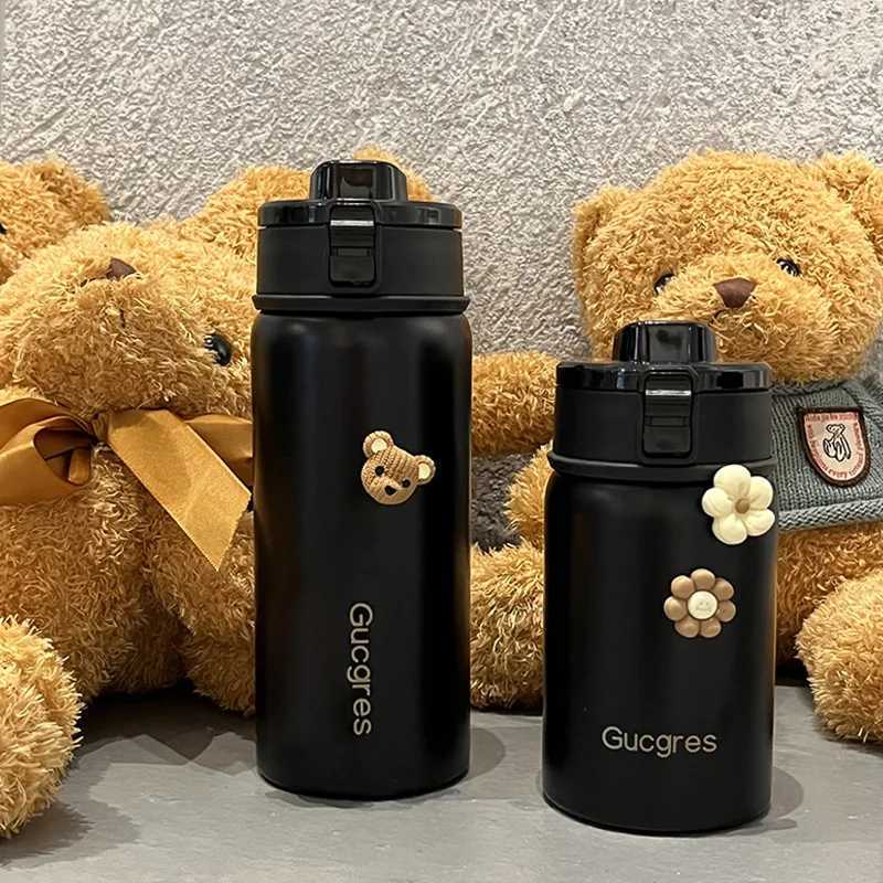 350Ml/550Ml Tumbler Stainless Steel with Straw Vacuum Flask Portable Thermos Mug Travel Thermal Water Bottle Outdoor Gym H251215