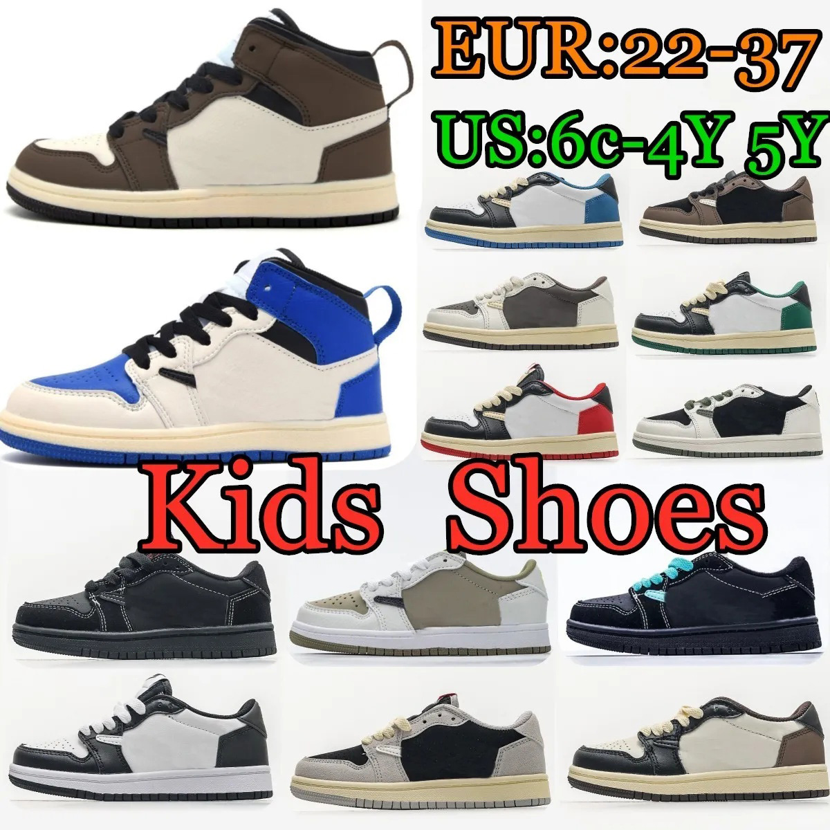 Kids shoes designer trainers Basketball Shoe Infants Toddlers youth Sneakers trainer Reverse Mocha Olive Black white Baby Sports boys Athletic trainers