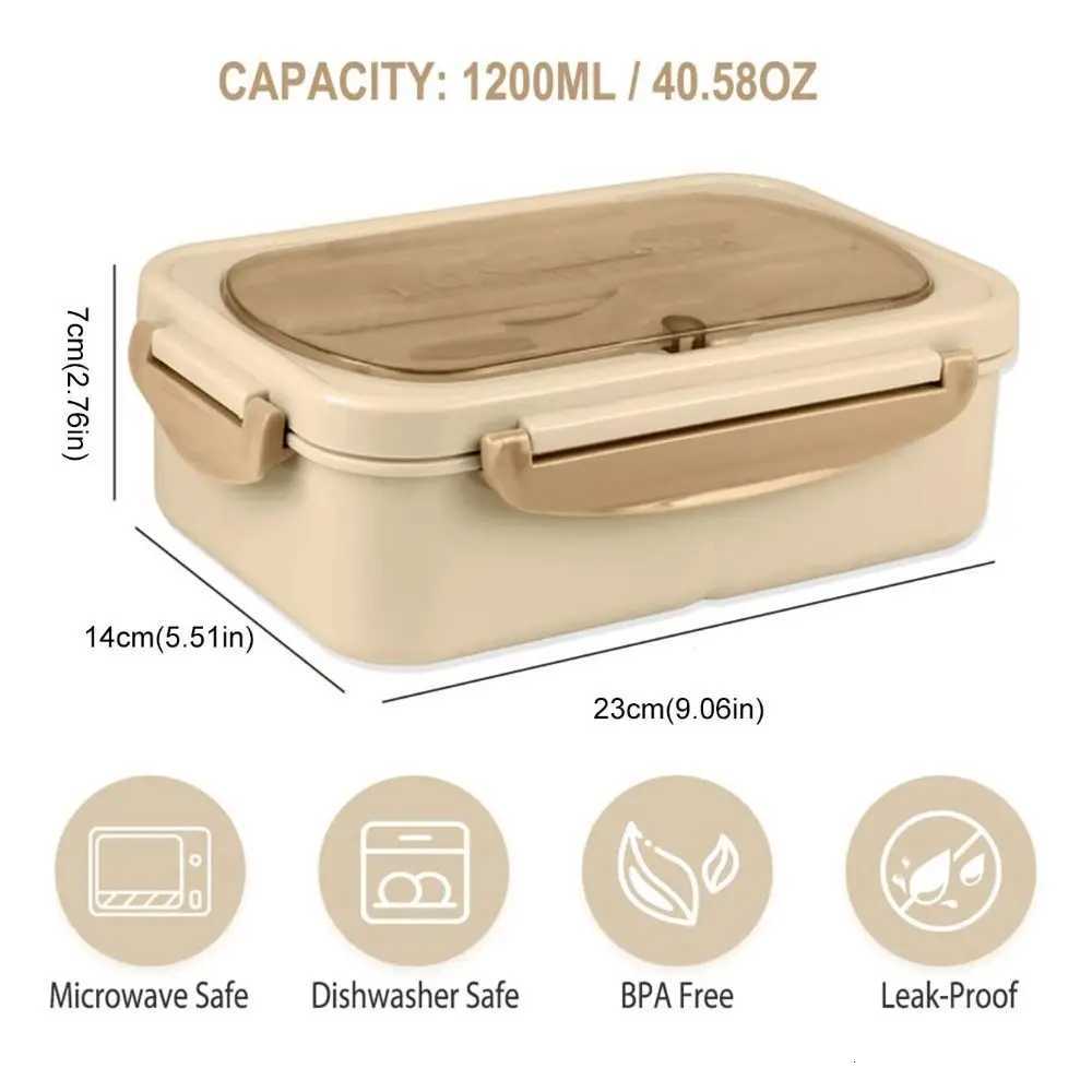 With Cutlery Student Lunch Box 3 Cpartment Microwaveable Food Storage Container Leakproof Rectangar Picnic Box School H251213