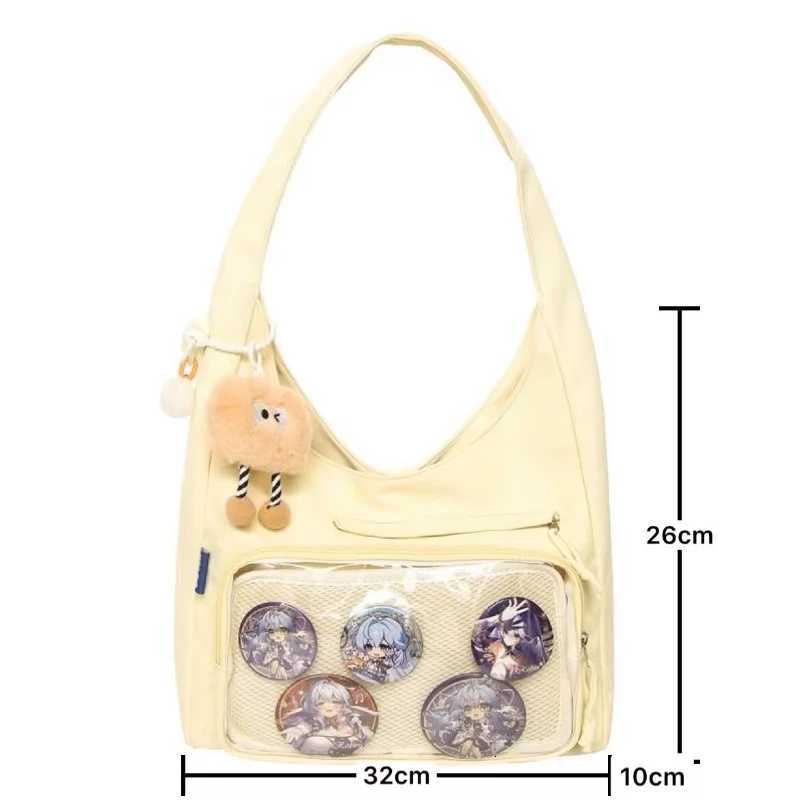 Portable Japanese Style Transparent Ita Bag for Women Large Capacity Canvas Tote Bag Casual PVC Lolita Handbag DailyT251215