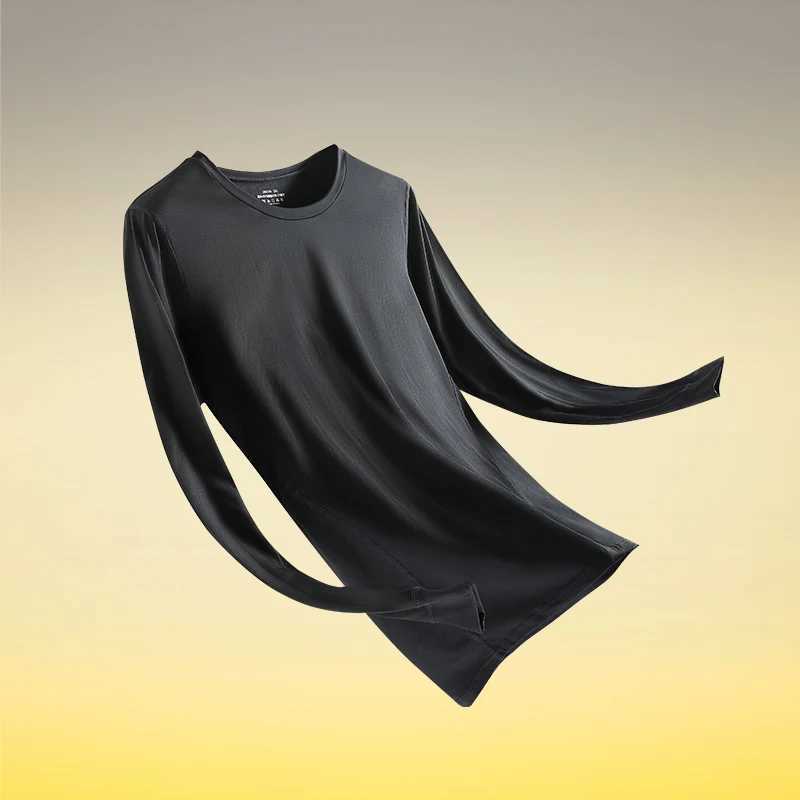 Mens Single-Piece Thermal Underwear Medium-Thick Fleece Cold-Proof Basic Base Layer Top Inner Wear Autumn and Winter G251215