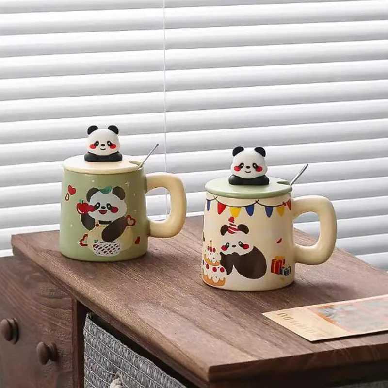 Porcelain Panda Pattern Coffee g Milk g with A Spoon Off Water Cup Birthday Gift for Friend Kitchen Drinking Accessories H251215