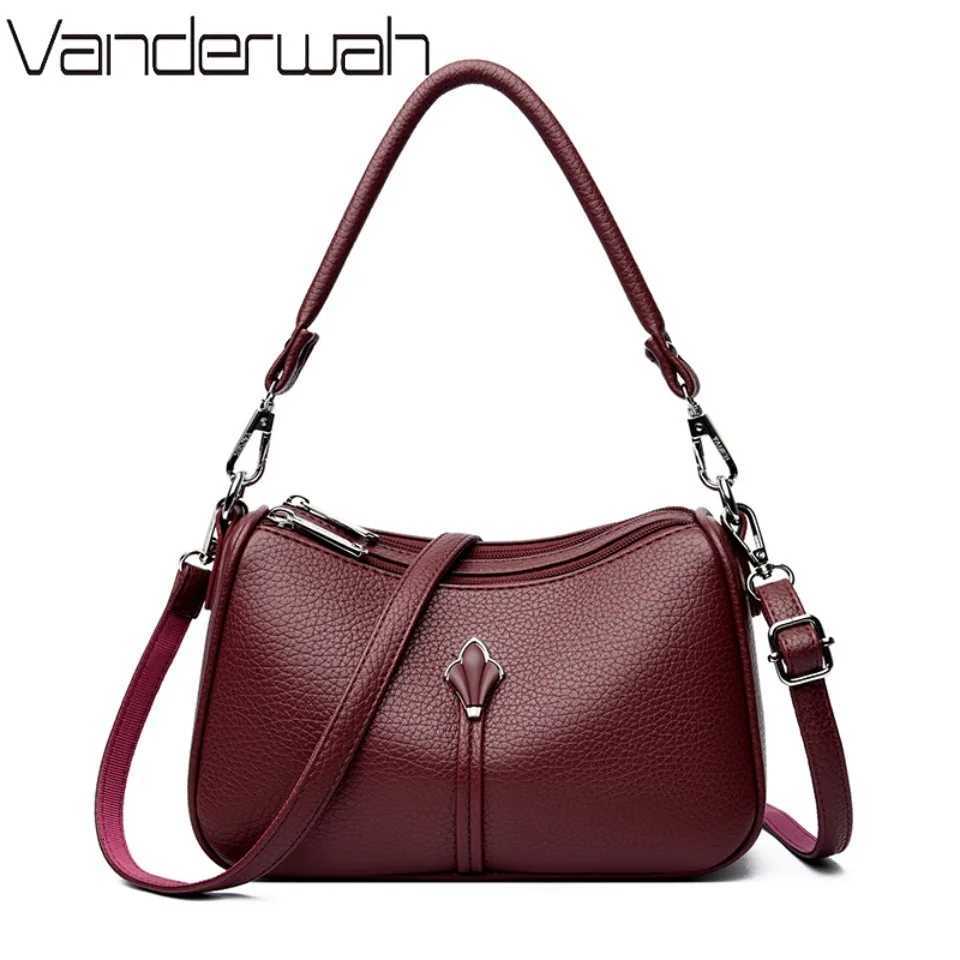 Top Quality Soft Pu Leather Female Crossbody Hand Bag Elegant Two Layers Shoulder Bags for Women Casual Purses and Handbags 2026T251215