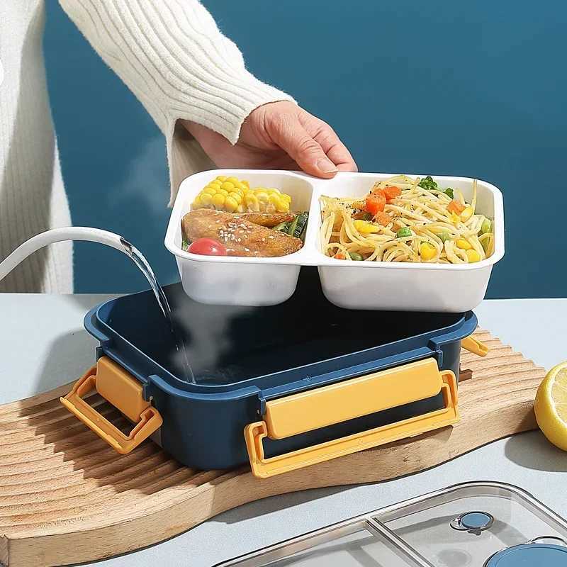 850ml Lunch Box Plastic Portable Microwavable Bento Box with Sauce Box Off School Travel Leakproof Food Storage Container H251213