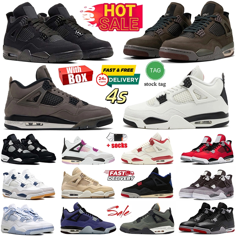 4s Basketball Shoes Dark Mocha Black Cat Mens Womens Sneakers Trainers University Blue Red Cement Thunder Pine Green White Oreo Seafoam Cool Grey Jumpman Jump