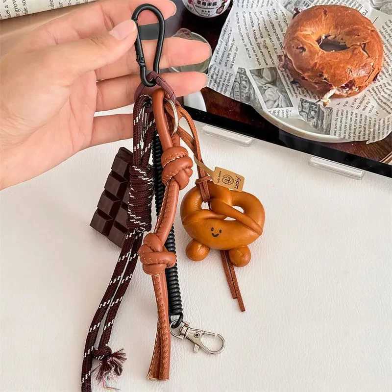 Autumn/Winter Brown Cute Alkaline Bread Korean Style INS Bag Pendant Chocolate Mountain Climbing Rope Keychain Decorative Hangin M251215