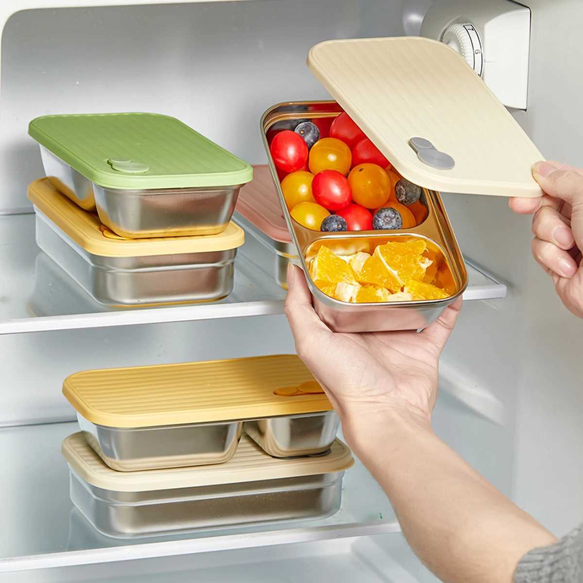 WORTHBUY Portable Large Capacity Sed Bento Lunch Box 304 Stainless Steel Fruit Salad Food Container For Student Off Worker H251213