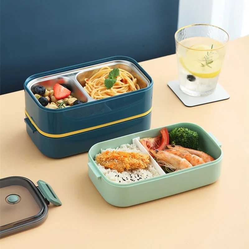 304 Stainless Steel Lunch Box for Adts Kids School Off 1/2 Layers Microwavable Portable Grids Bento Food Storage Containers H251213