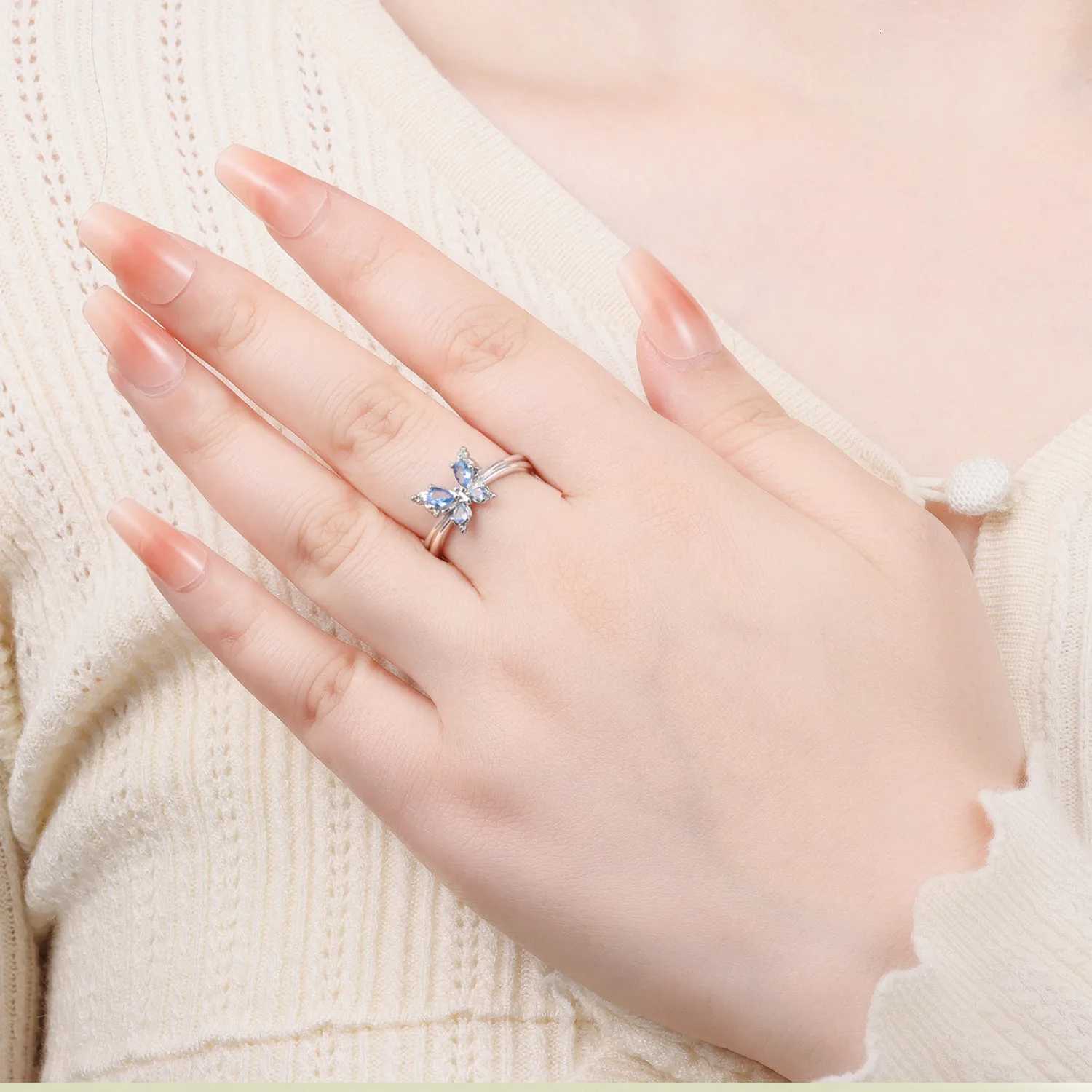 Hot Sale Original S925 Sterling Silver Zirconia Butterfly Ring Fine Wedding Party Gift Womens Closed Size Mouth Rings M251215