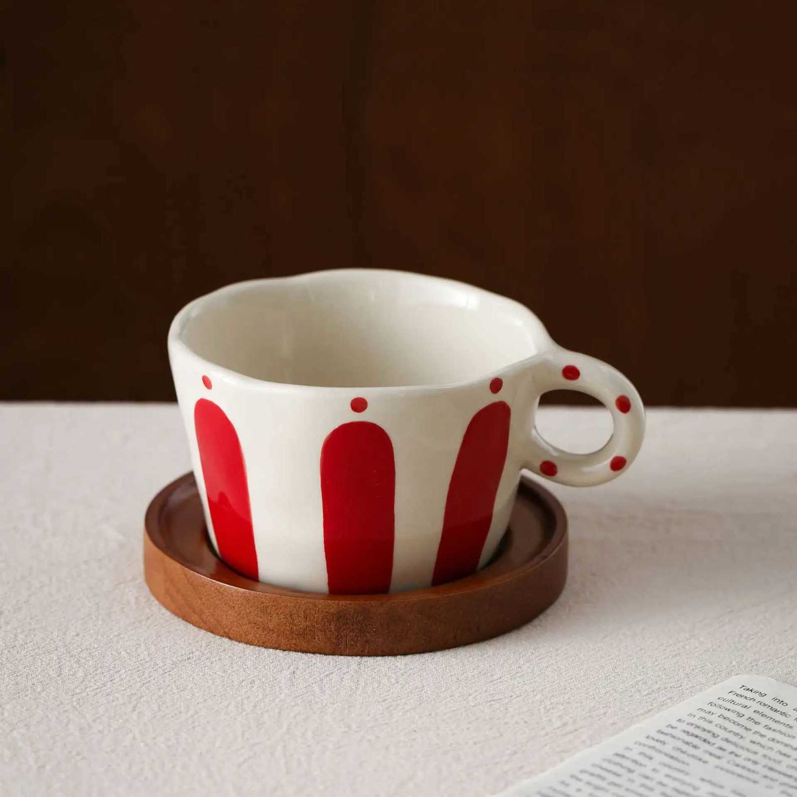 Japanese Retro Underglaze Colored Ceramic Coffee Cup Plate Latte Art Highbrow g He Afternoon Tea Cup H251215