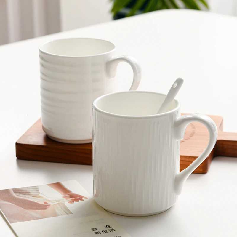 Household Bone Cup 250450ml Wen Solid Simple High Aesthetic Handle Ceramic gs with Scoop Chinese New Couple Water Cup H251215