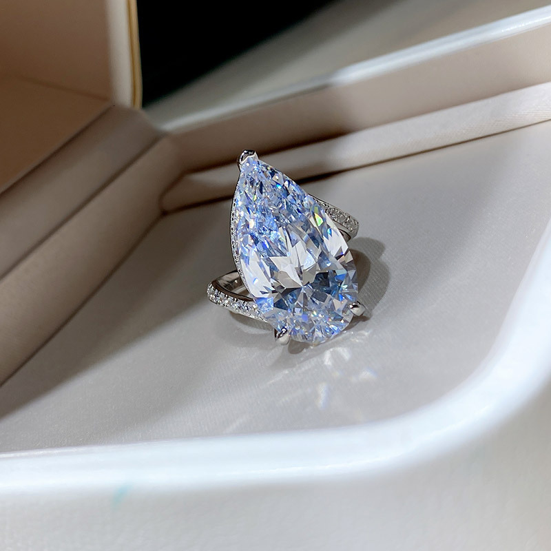 Designer Ring Luxury Jewelry Red Elk S925 Pure Silver Women's High-end Pear Shaped Moissanite High-end Accessories Fashionable And Elegant