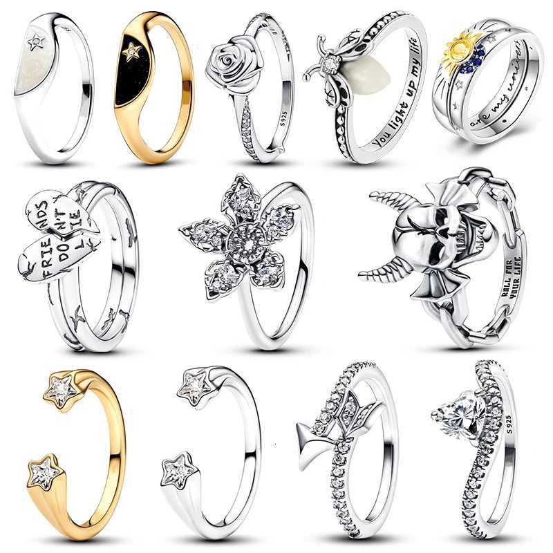 925 Sterling Silver Demon King Man-Eating Flower Ring Hot Sun Moon and Star Combination Rings Women Luxury DIY Jewelry Making M251215