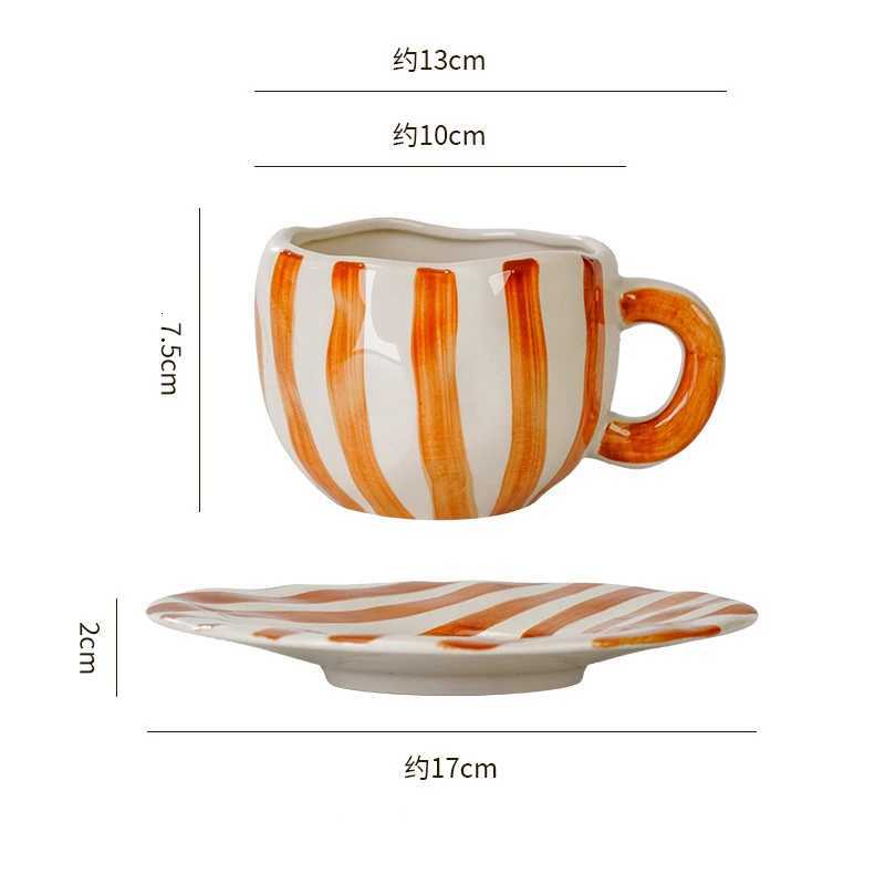 European Ceramic Striped Coffee Cup and Saucer Exquisite Afternoon lia Tea Coffee g He Ceramic Breakfast Milk g Gift H251215