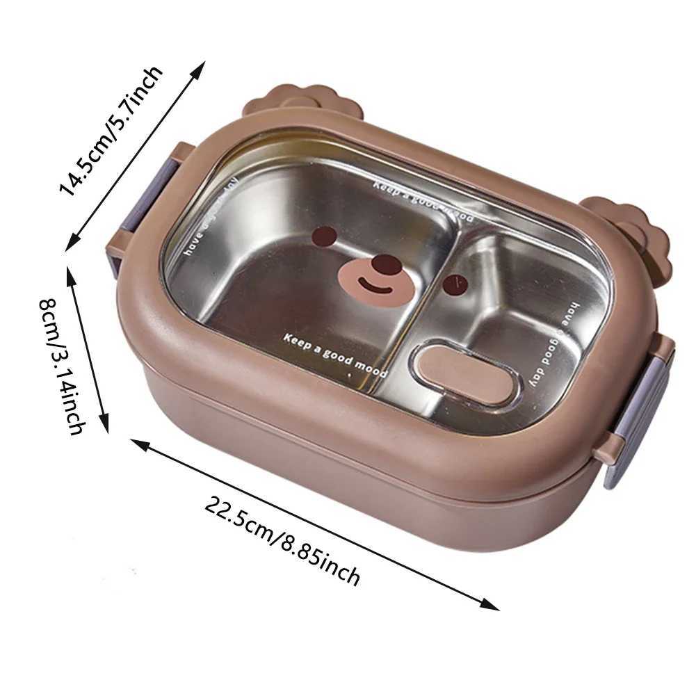 Stainless Steel Cartoon Lunch Box Leak-Proof Cute Food Container Double-Sided Locking Design 1000ml for Adts/Students and Kids H251213