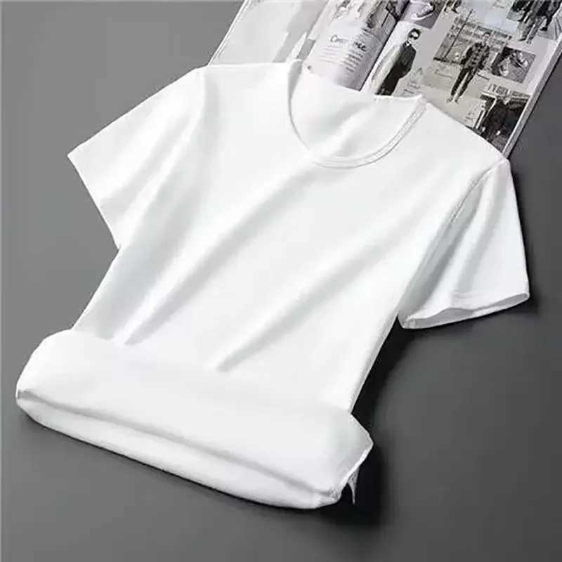 Winter Men Thermal Underwear T-shirt Fleece Thickened Short Sleeve Slim Round Neck Bottom Shirt Velvet Comfortable Top G251215