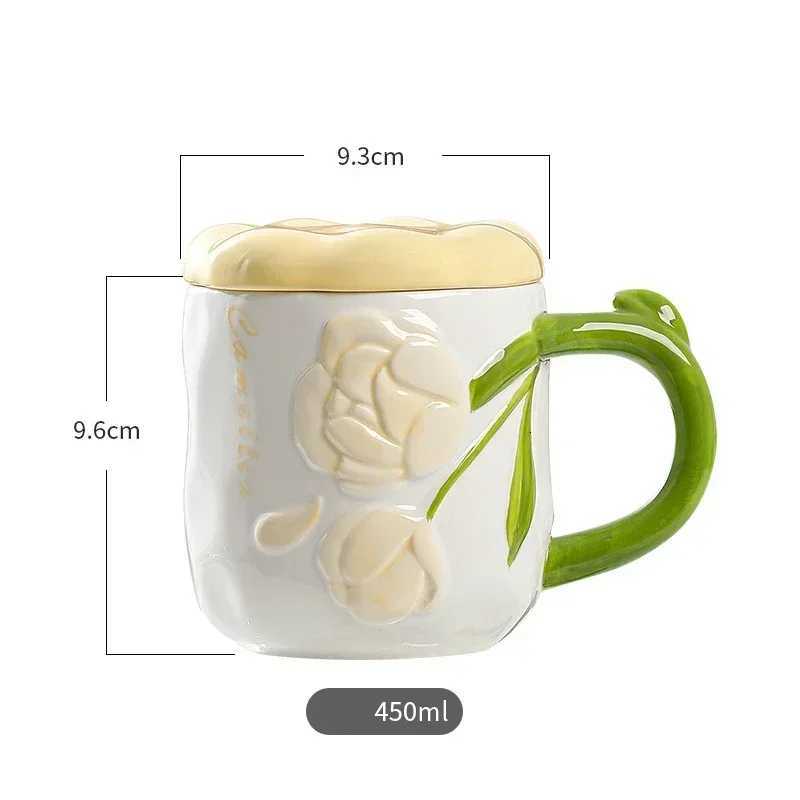 Ceramic g Rose Flower Coffee Milk Cup Tea Cup Ins Style Hand-painted Design Couple Girl Rantic Drinkware g Gift H251215
