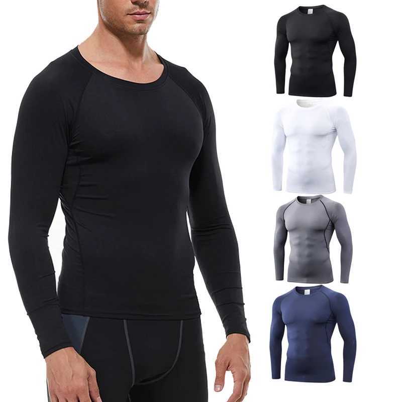 Mens thermal sports underwear elastic quick drying O-neck round neck thin autumn slim long sleeve base shirt mens top G251215