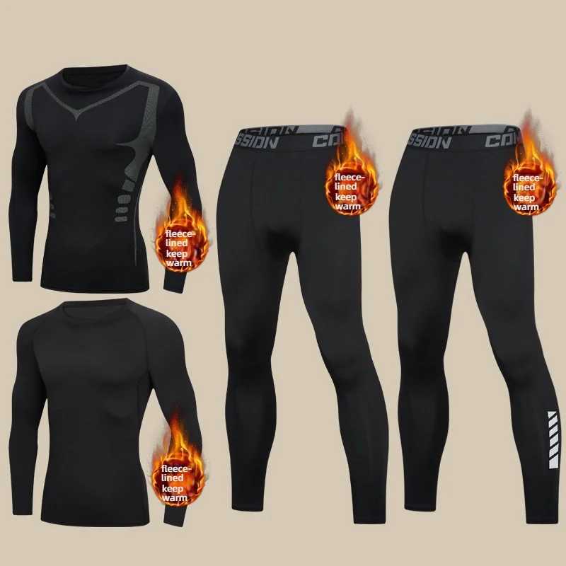 De Run Warmth-Retaining Underwear Set for Men Winter Version with Thick Fleece Lining Great for Running Undergarments for Col G251215