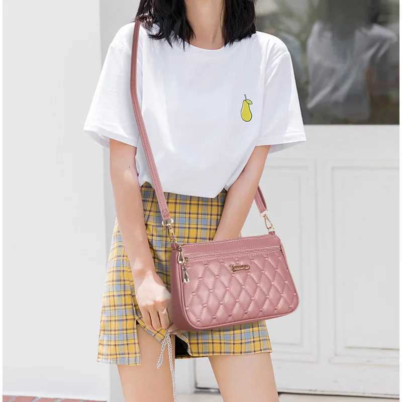 PU Leather Crossbody Bags Zipper New Fashion Shoulder Bag for Women Large Capacity Embroidery Thread Small Purse and HandbagsT251215