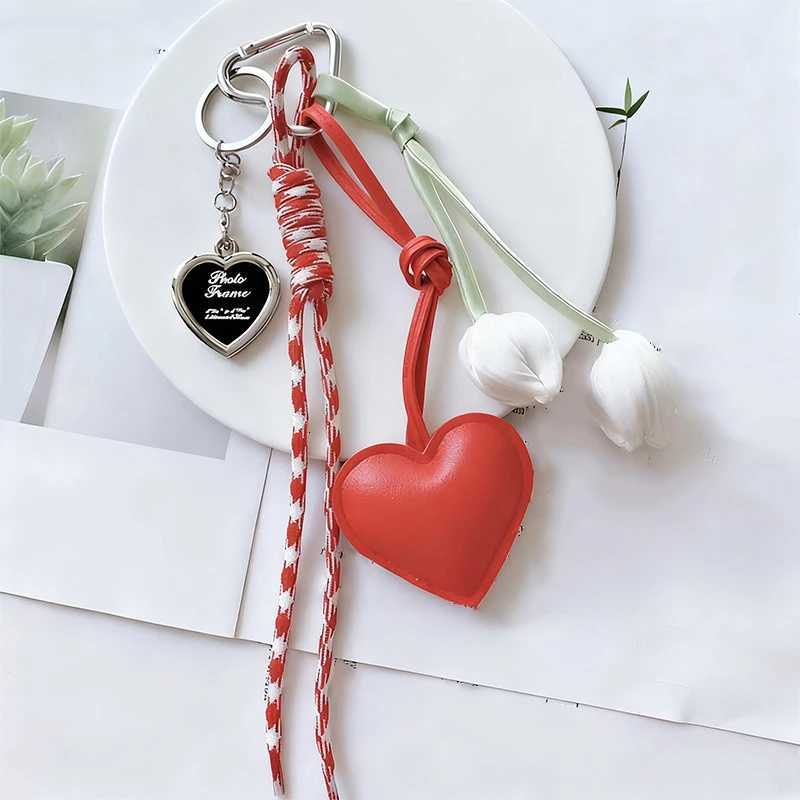 Fashion Charm Tassel Love Heart Pendant Handmade Creative Tulip Flower Bow Keyring Cute Bowknot Keychain Bag M251215