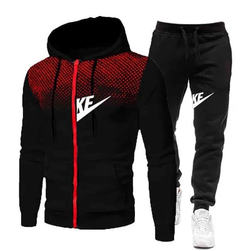 2025 New fashion zipper hooded long-slved hoodie pants set Spring and Autumn leisure outdoor mens two-piece set X251215 - view 7