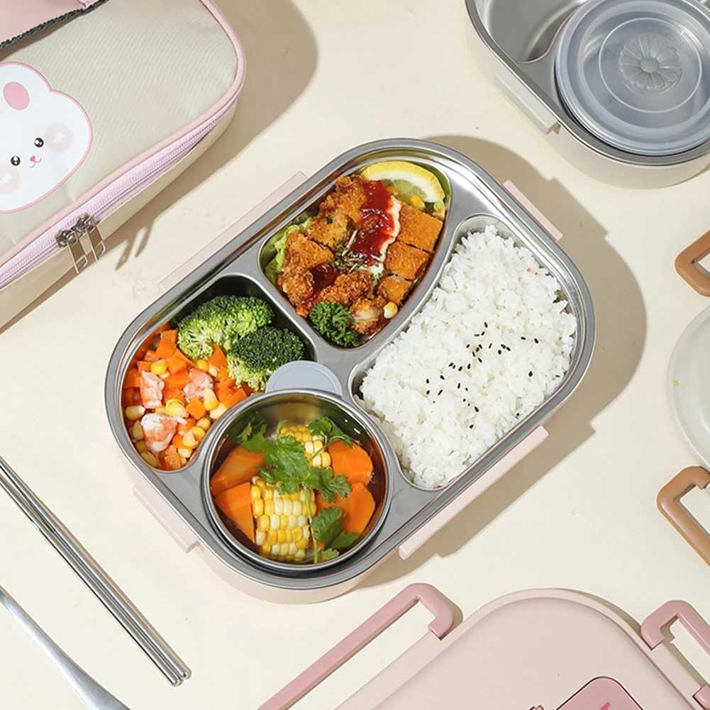 Stainless Steel Bento Box Microwave Safe 850/1500ml Leakproof Sed Food Container Easy To Clean Rabbit 2/4/5 Grids for Lunch H251213