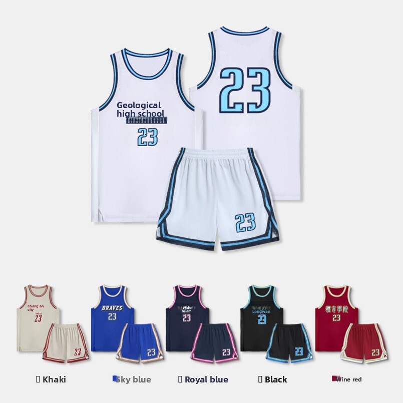New Basketball Set Men, Ice Silk Training Team Uniform, Breathable Quick-Dry Sports Jersey for Adults, Students, and Children Wholesale