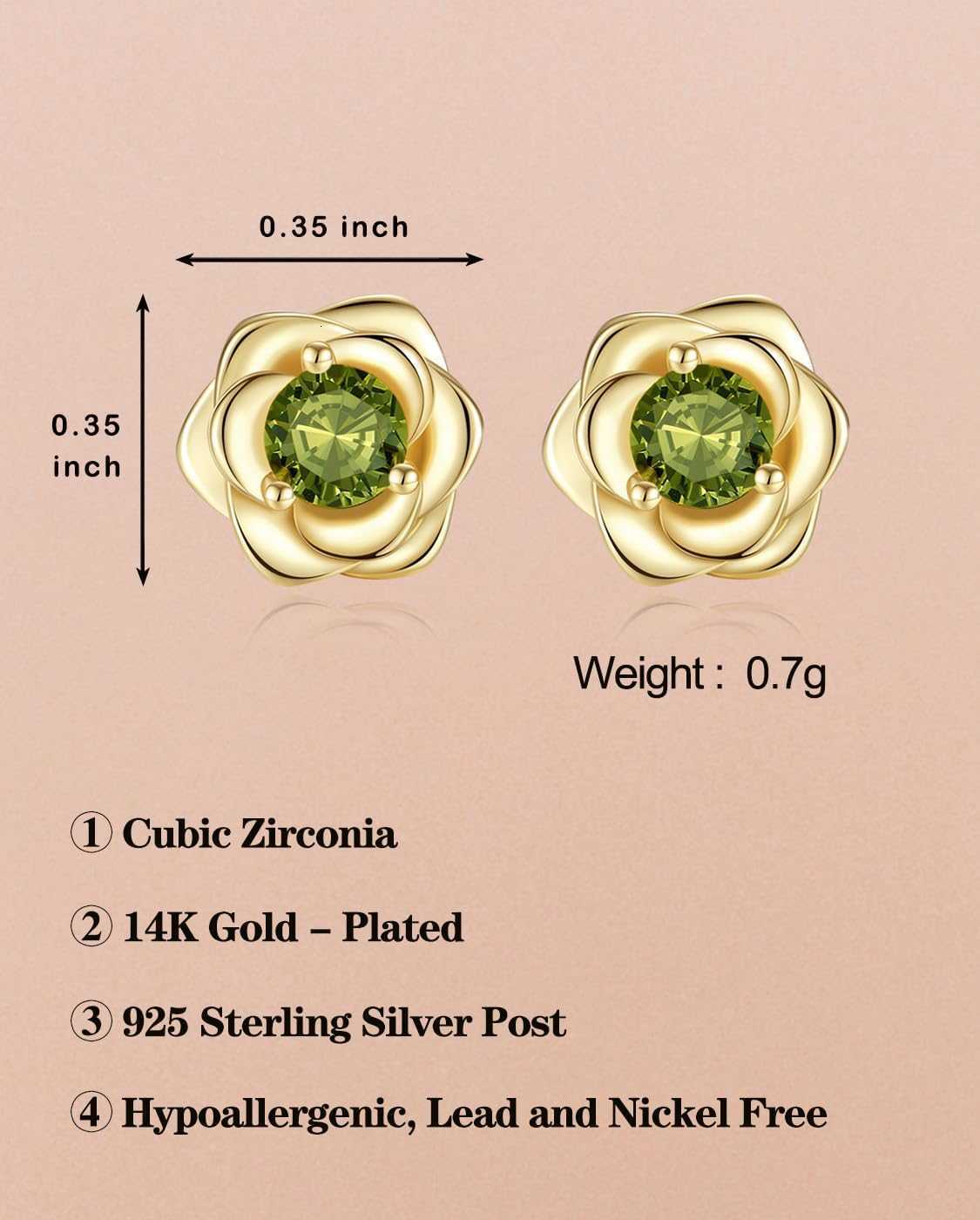 d Plated Stud Earrings For Women 925 Sterling Silver PostCubic Zirconia Hypoallergenic Nickel Free JewelryY260117