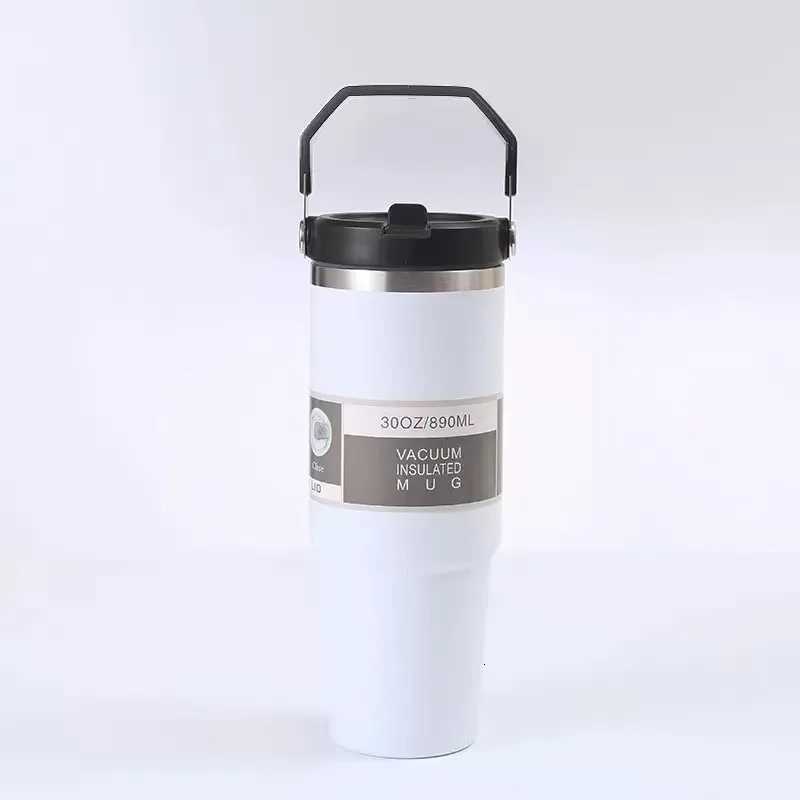 30oz Large Capacity Portable Car Cup Stainless Steel Thermos Cup with Straw Handle Travel Sports Water Bottle Vacuum Flask H251215