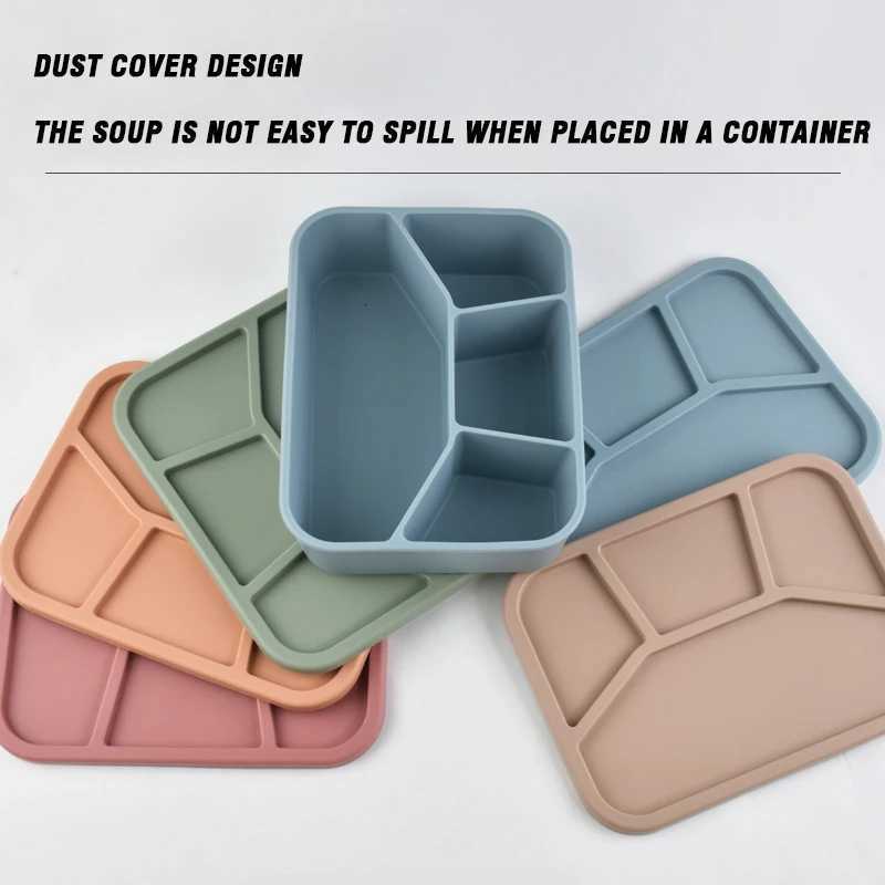 1PC Food Grade Silicone Bento Boxes With Partition Lunch Container Leak-Proof Food Storage BPA- Support DishwasherMicrowave H251213