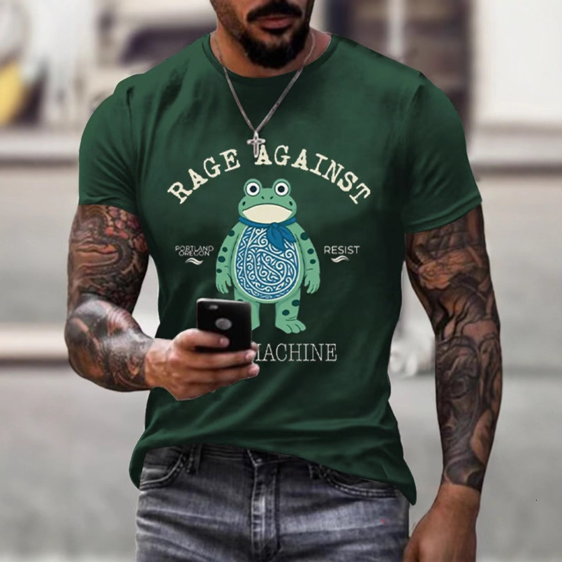 Summer European and American Cross-Border 3D Printed Round Neck Short Sleeve Youth Men's Casual Customizable