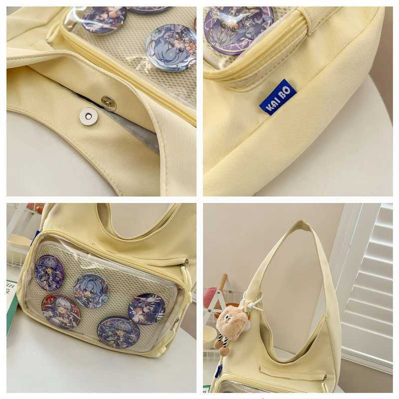 Portable Japanese Style Transparent Ita Bag for Women Large Capacity Canvas Tote Bag Casual PVC Lolita Handbag DailyT251215