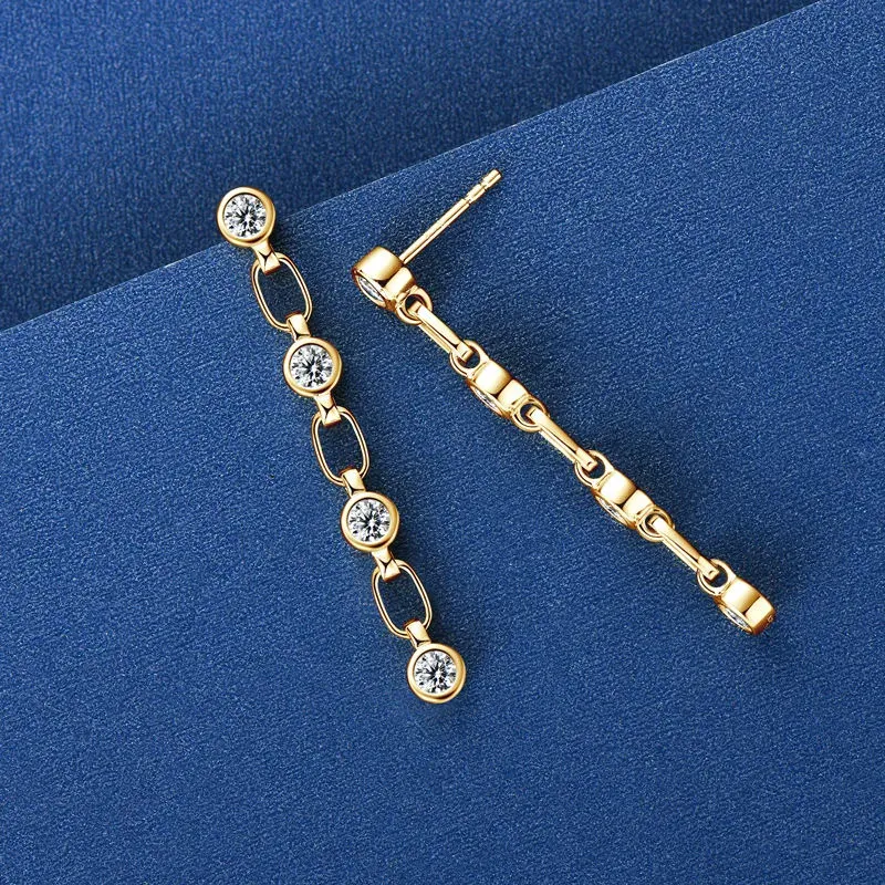 MT New925 Sterling Silver Bezel Earrings 3mm Long Tassel Drop Earring for Women Jewelry Gift Exquisite High quality Wholesale