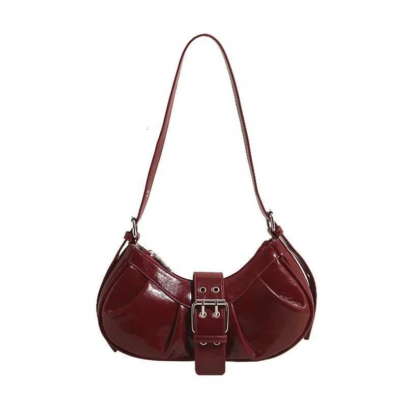 Y2K Satchels Spicy Shoulder Bags For Women Vintage Burgundy Ladies Underarm Bags Large Capacity Shopper Totes Hobo Bag HandbagsT251215