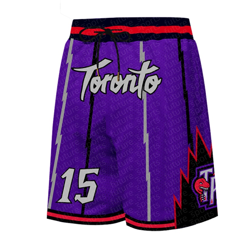 Men's Purple 15 Cool Retro Embroidered Basketball Shorts, Fashionable Letter Pattern Design, Street Hip Hop Sports Zipper Casual Pants