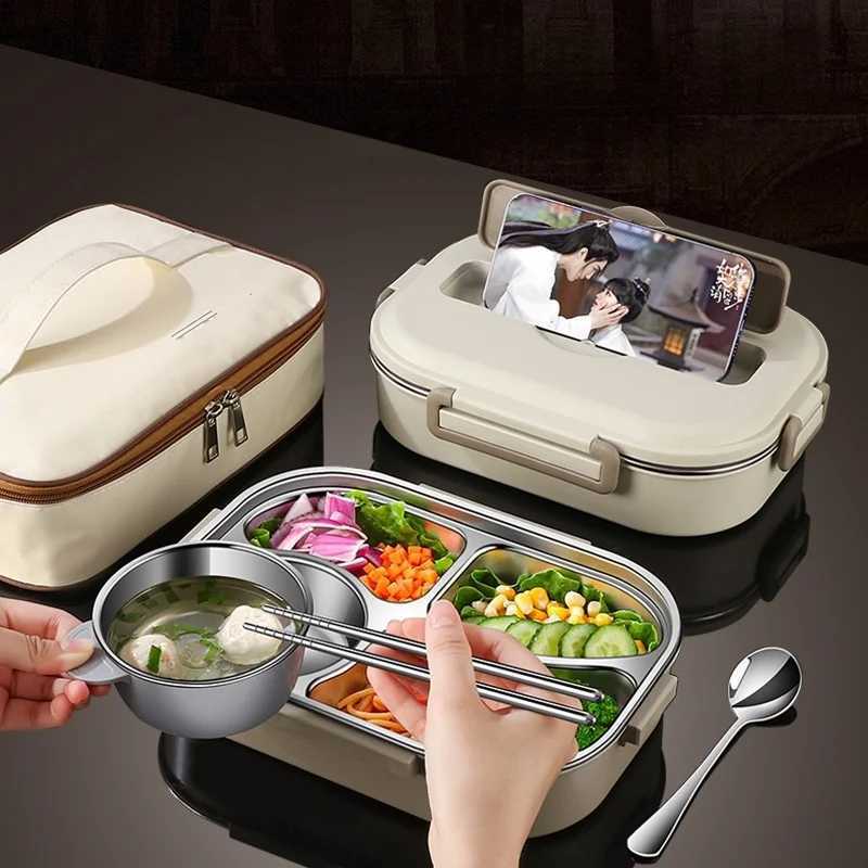 304 Stainless Steel Insated Lunch Box with Bag Off Worker Sed Portable Bento Box Set Student Kids Food Storage Container H251213
