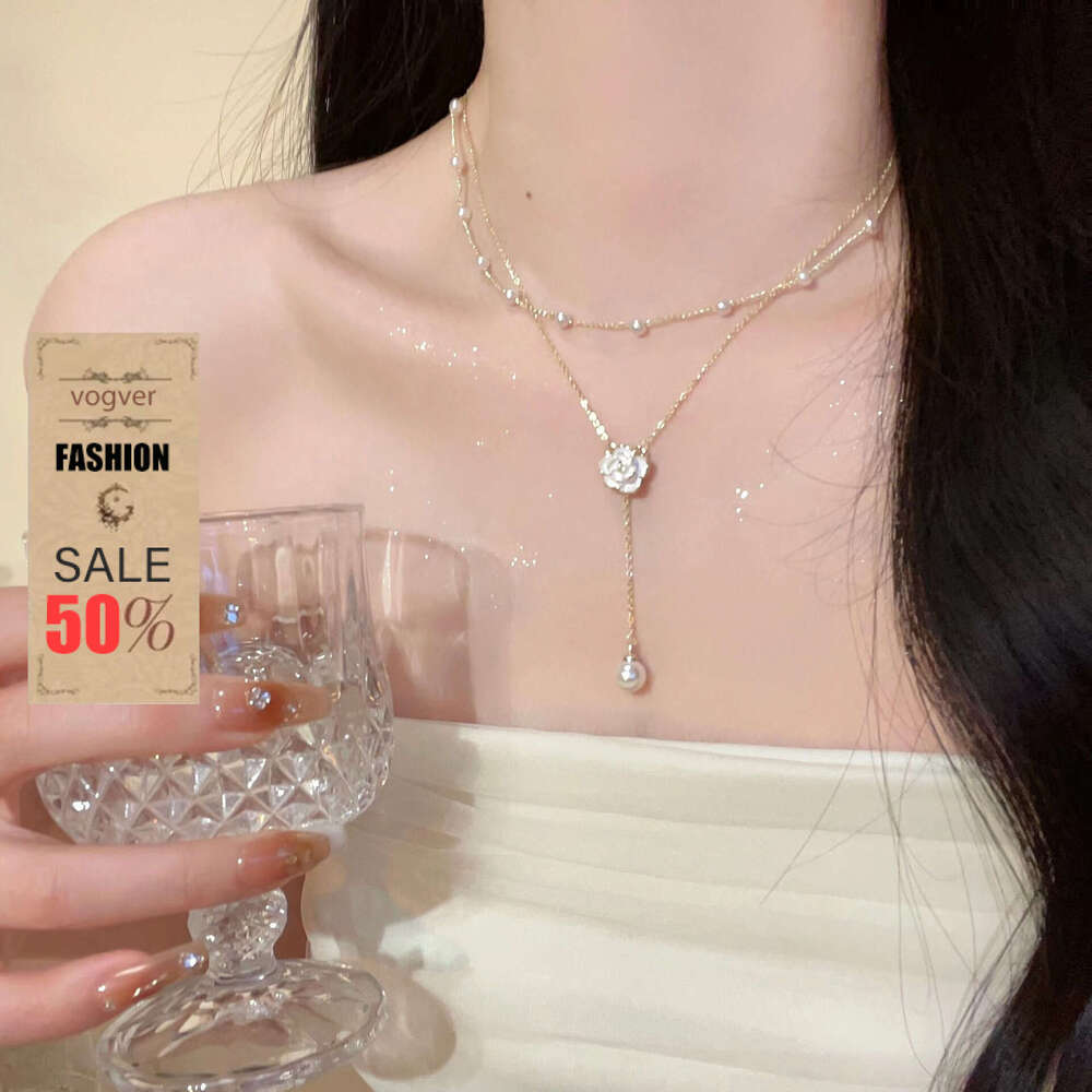 Necklace for Women Designer Luxury 2026 Double Layer Tassel Pearl Necklace Unique Design Camellia Clavicle Chain Sense, Elegant Neck Chain