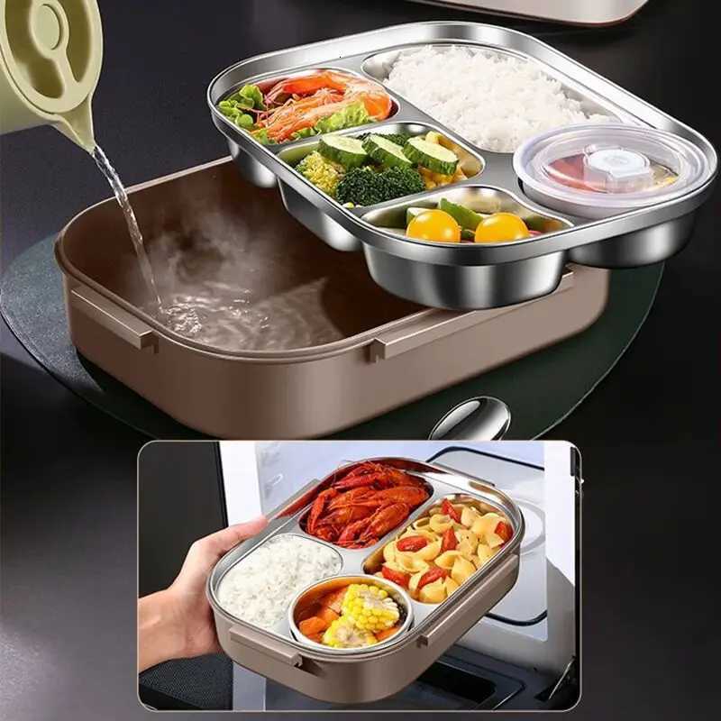 304 Stainless Steel Grid Lunch Box Student Outdoor Portable Insated Lunch Box Large Capacity Sed Insated Lunch Box H251213