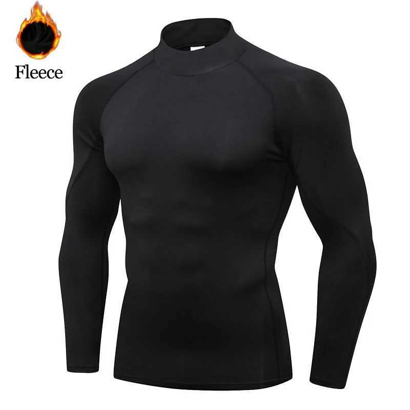 2025 Winter Male Long Sleeve t-Shirts Fleece High Collar Thermal Underwear Thermal Clothing Men Compression Thermal Shirts G251215