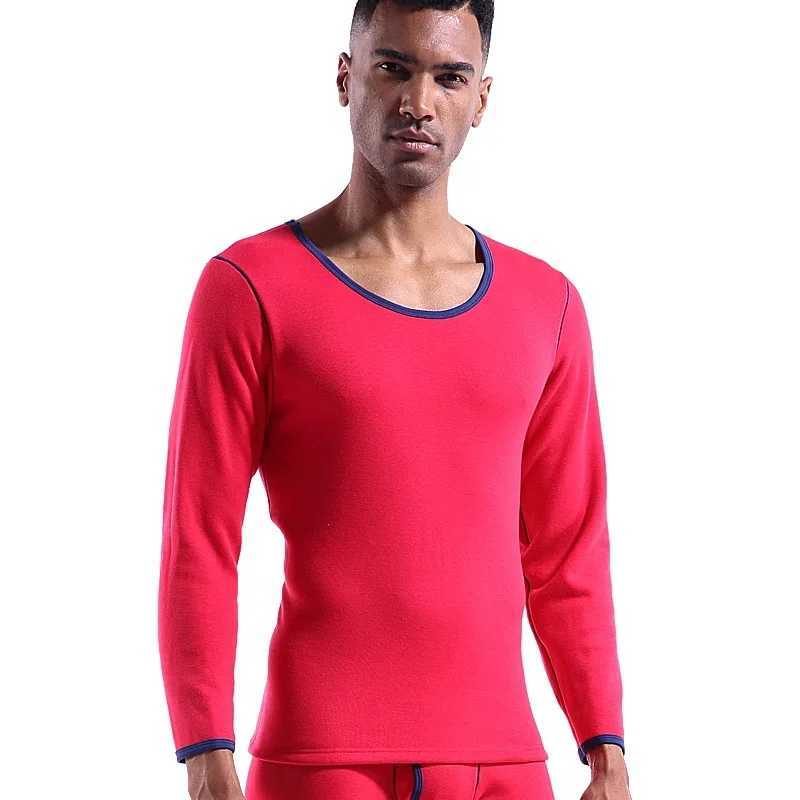 Element winter mens single top plus fleece thickened undercoat cold round neck slim warm underwear top G251215