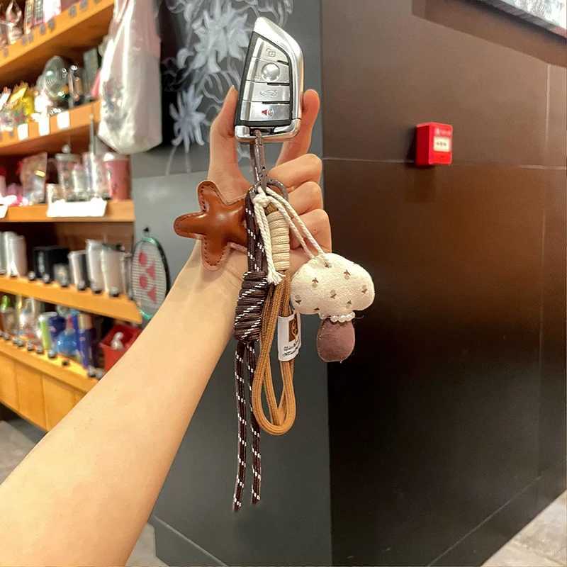 New Cartoon Mushroom Pendant Multi-purpose Brown Bag Charm Handmade Rope Bag Hanging Accessories M251215