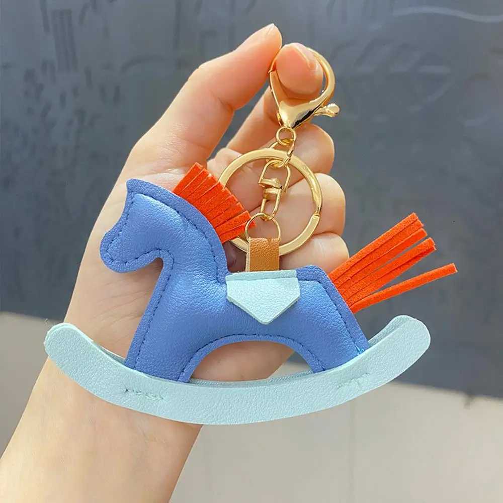 luxury Designer Rocking Horse Keychain Keyring Charm PU Leather ony Horse Pendant Decoration For Ladies Bag Accessories 2025 M251215