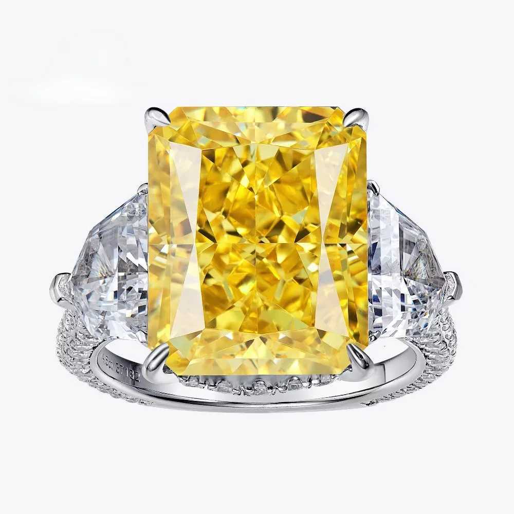 Luxury Yellow Gemstone Cz Diamond Rings 925 Silver Rhodium Plated Zircon Fine Jewelry Ring Women M251215