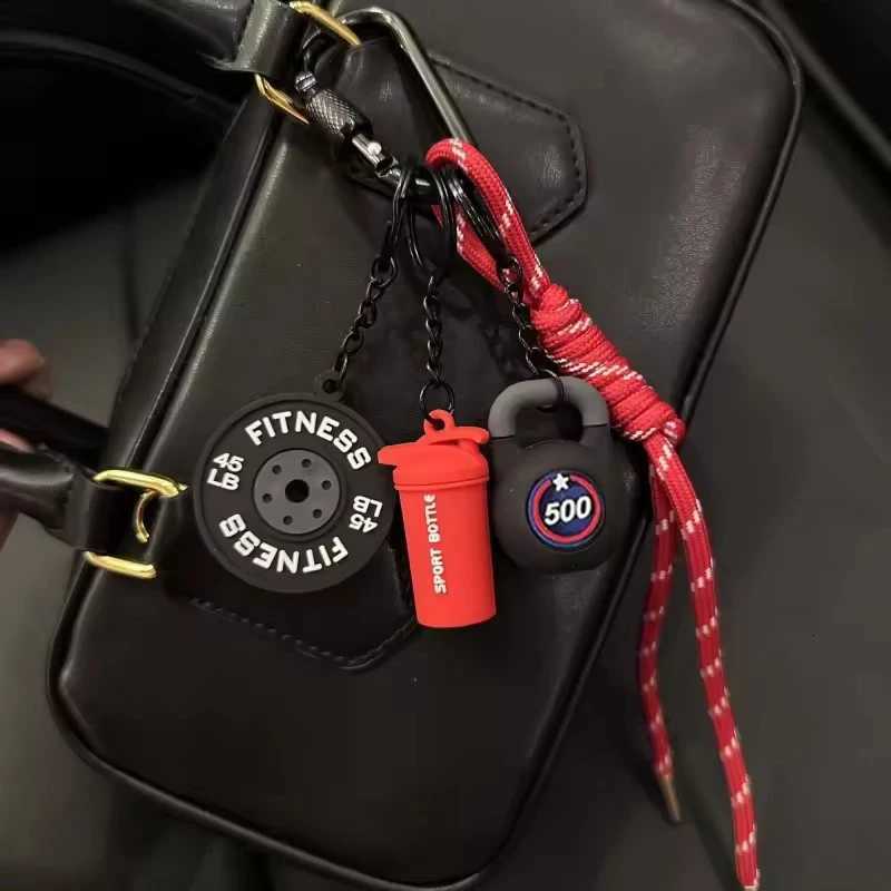 Fitness Peripheral Handmade Pendant Bag Lanyard Keychain Sports Training Dumbbell Water Cup Keychain Phone Backpack Accessory M251215