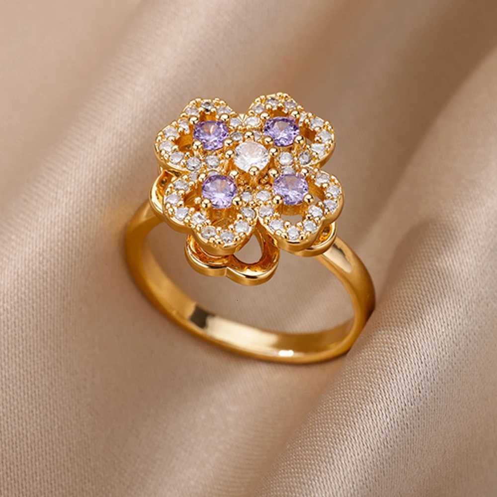 Anti-Stress Anxiety Rings for Women Gold Color Open Adjustable Rotating Ring Aesthetic Wedding Fashion Jewelry Gift M251215