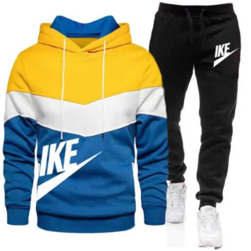 A new autumn and winter fashion combination hooded sweatshirt and sweatpants two-piece mens casual jogging set X251215