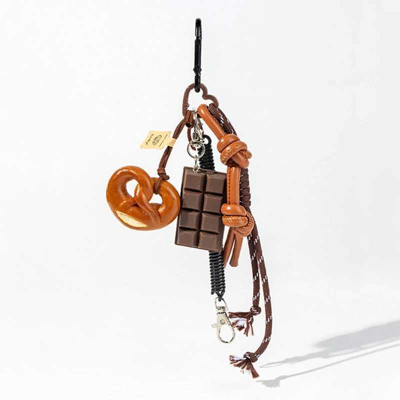 Braided Rope Bag Pendant High-grade Keychain Pendant Cute Alkaline Water Bread Ins Bag Pendant Chocolate Pendant M251215