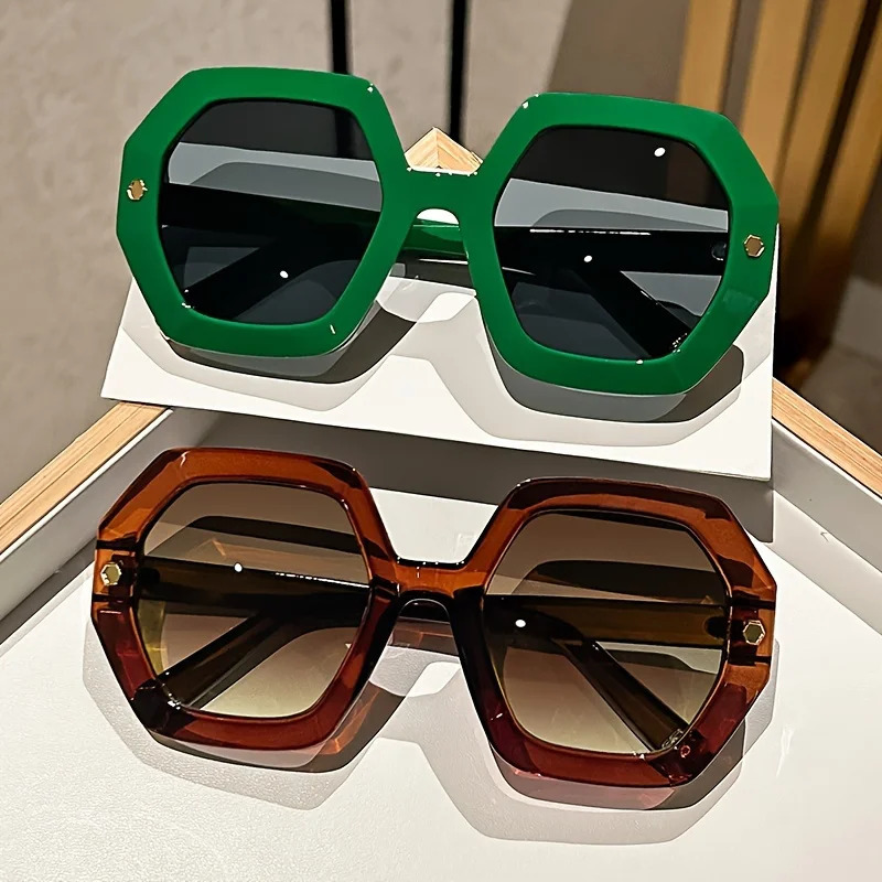 Retro Polygon Sunglasses Large Frame Personalized Irregular Simple Fashion for Outdoor Travel and Street Pography Eyewear 251205