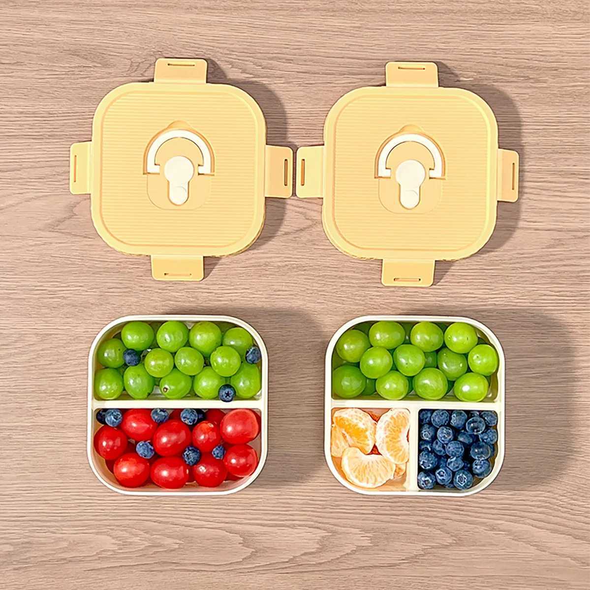 WORTHBUY Portable Plastic Lunch Box With Cpartment Microwave Safe Fruit Salad Lunch Container Kid Student Leak-proof Bento Box H251213